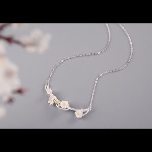 Cherry blossom flower branch necklace Brand New
